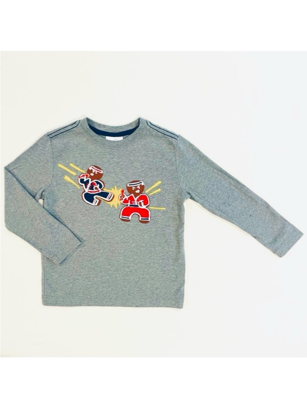 Hanna Andersson Applique Tee Boys 5 110 cm Ninjabread Men Christmas Cookies Grey